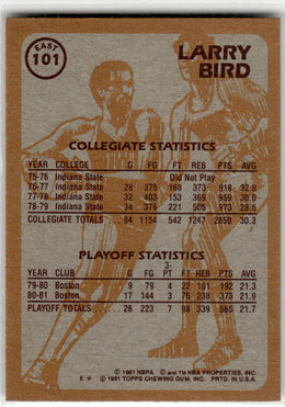 1981-82 Topps #E101 Larry Bird