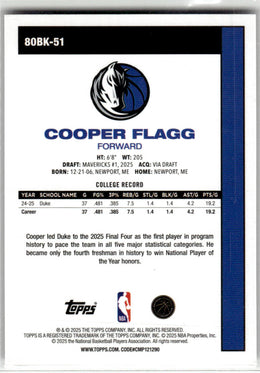 2025-26 Topps #80BK-51 Cooper Flagg 1980-81 Topps Basketball