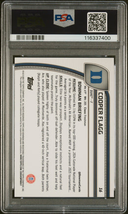 2024 Bowman Chrome University #16 Cooper Flagg PSA 9