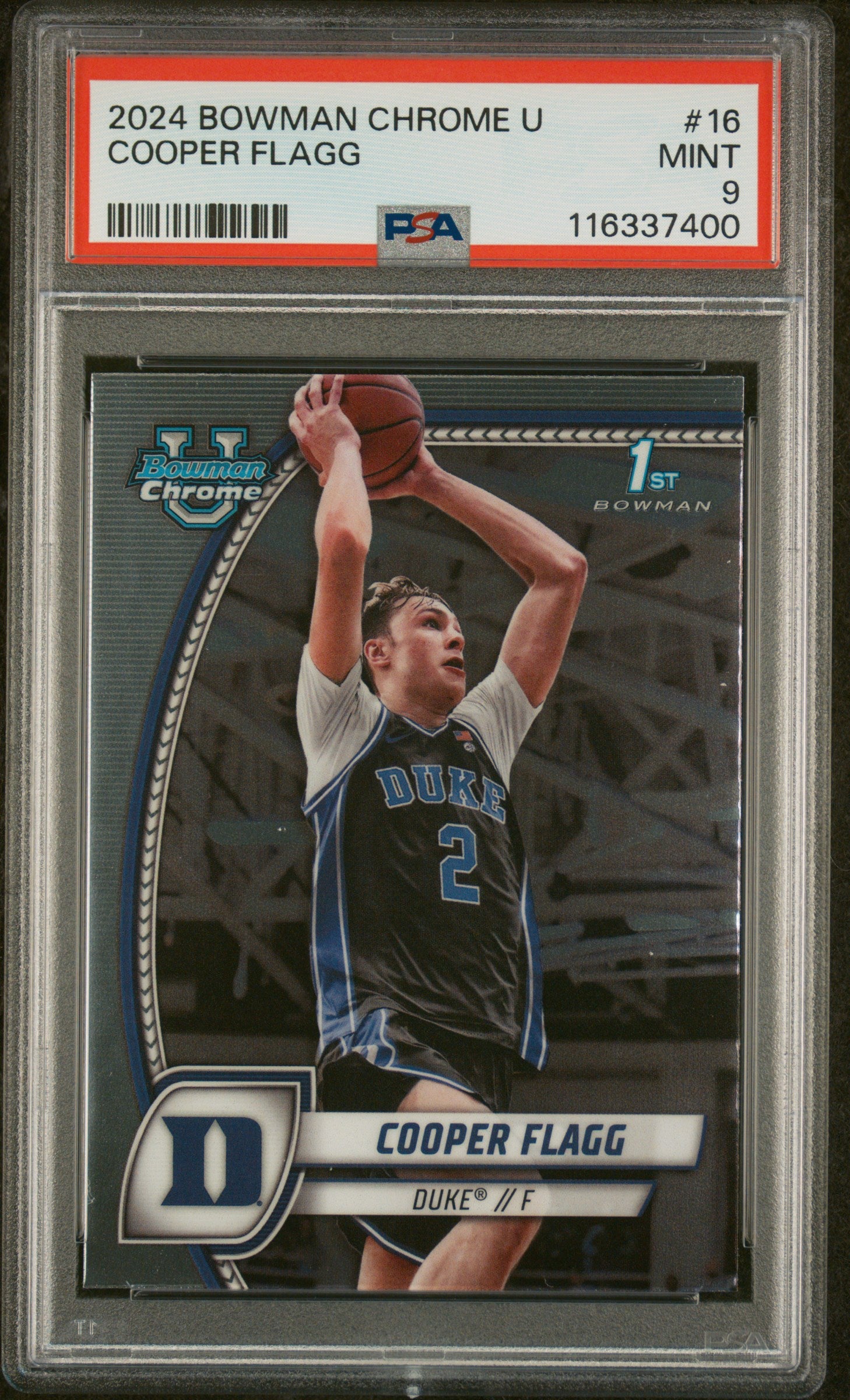2024 Bowman Chrome University #16 Cooper Flagg PSA 9