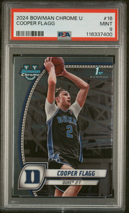 2024 Bowman Chrome University #16 Cooper Flagg PSA 9