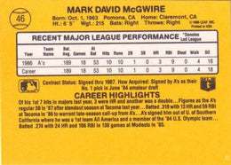 1987 Donruss #46 Mark McGwire PSA 9