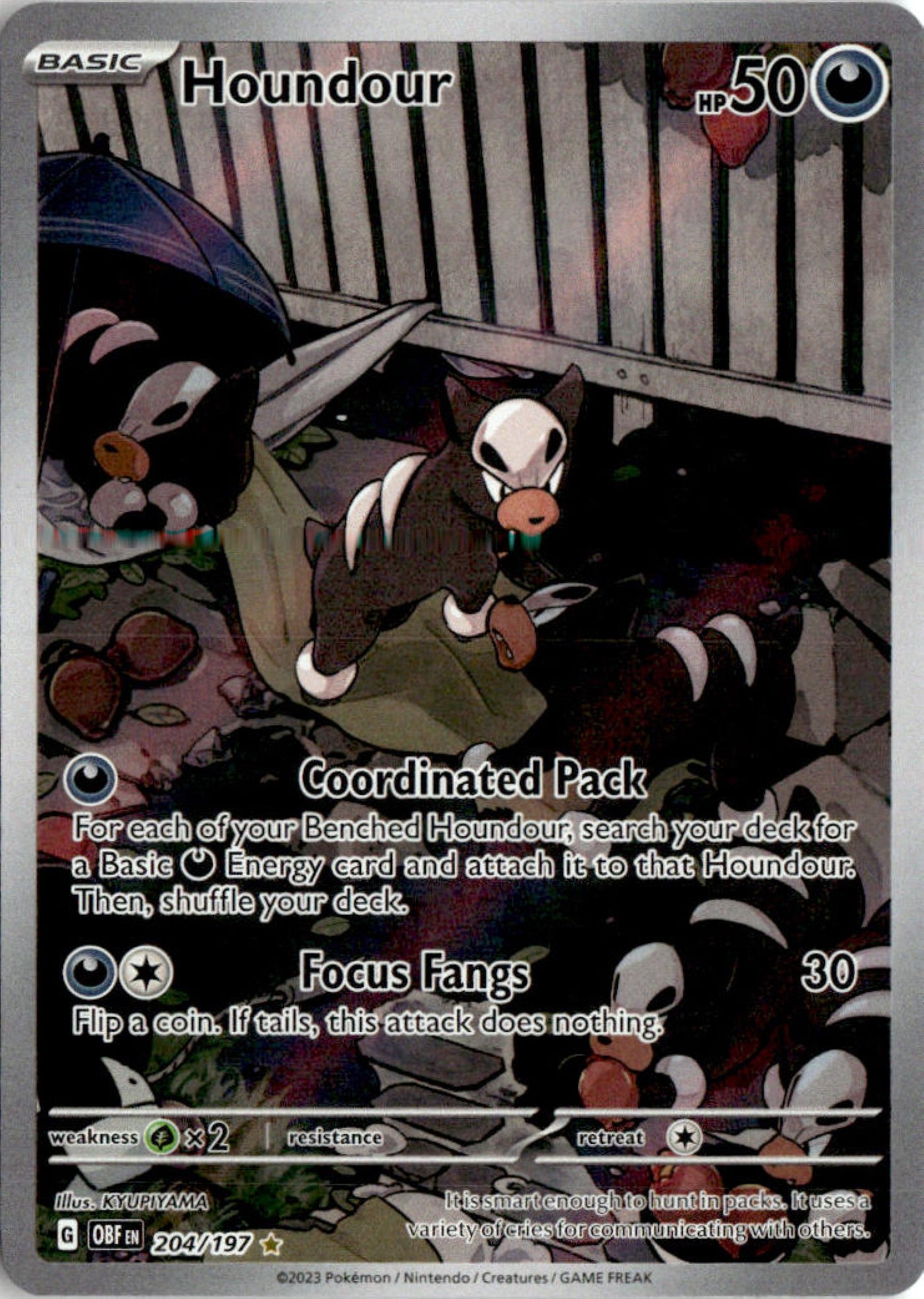 Houndour - Obsidian Flames #204 - Near Mint - Normal