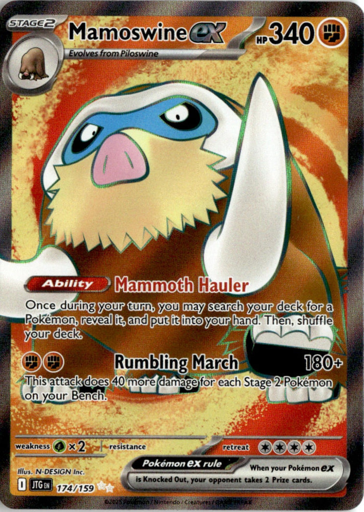 Mamoswine ex - Journey Together #174 - Near Mint - Normal