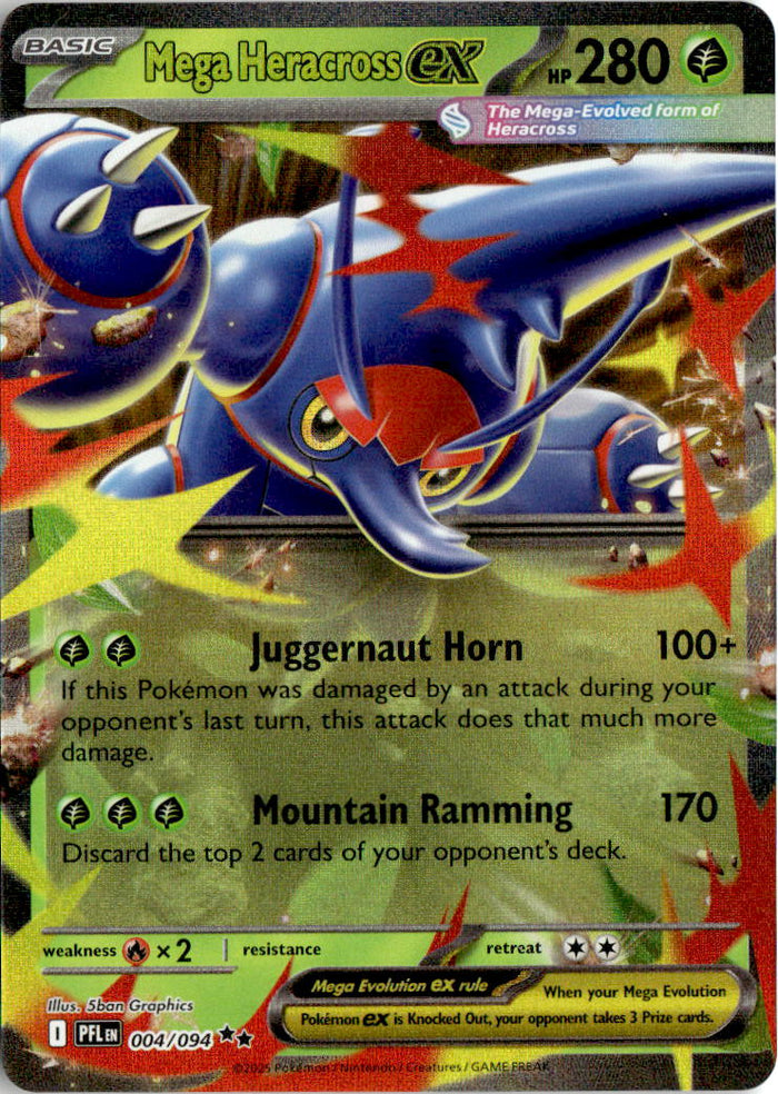 Mega Heracross ex - Phantasmal Flames #4 - Near Mint - Normal