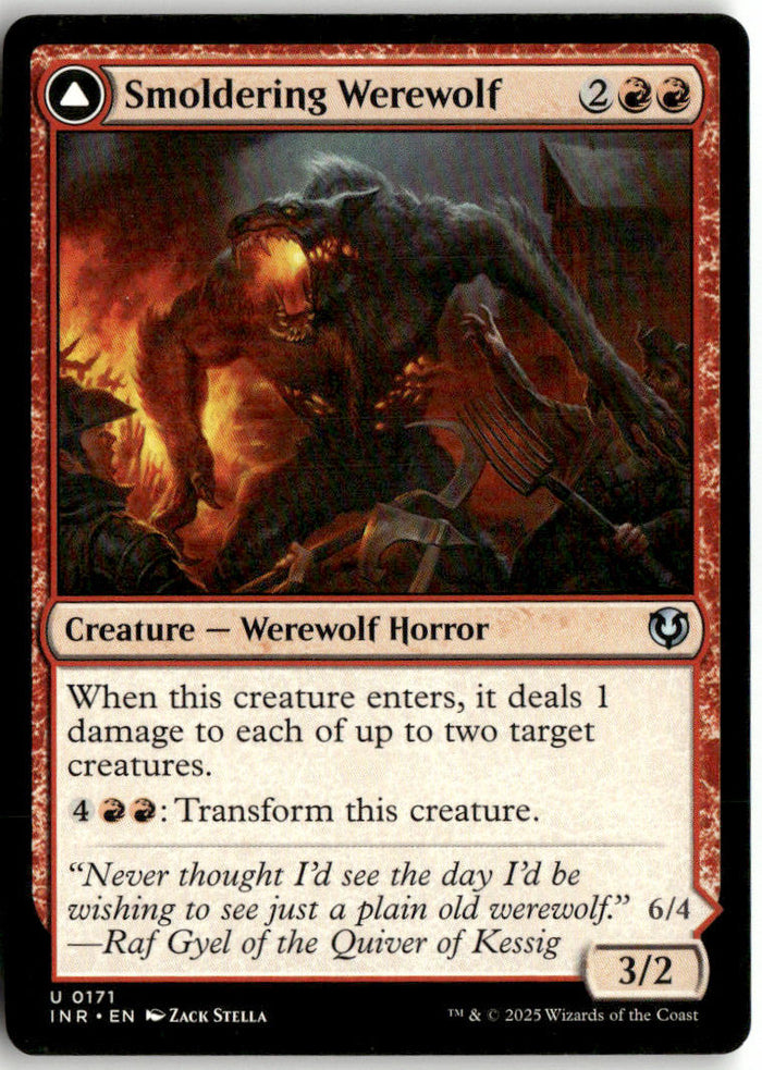 Smoldering Werewolf // Erupting Dreadwolf - Innistrad Remastered #171 - Near Mint - Manual