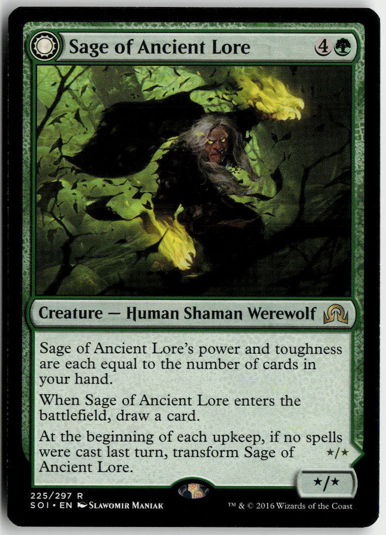 Sage of Ancient Lore // Werewolf of Ancient Hunger - Shadows over Innistrad #225 - Near Mint - Normal
