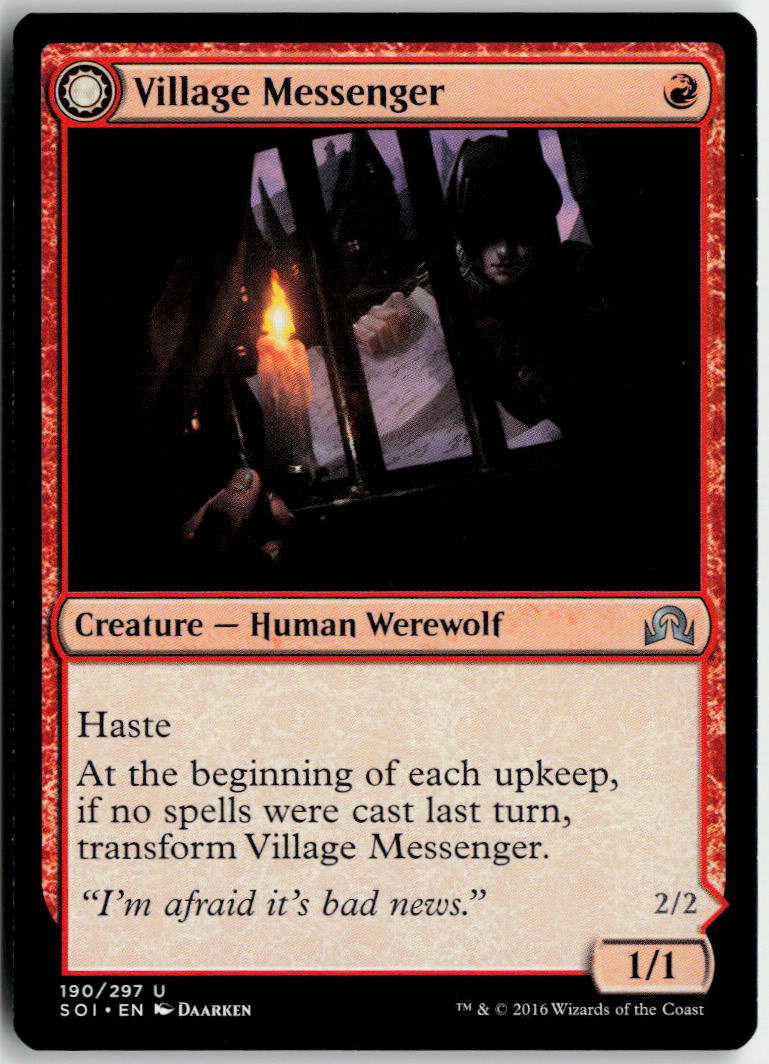 Village Messenger // Moonrise Intruder - Shadows over Innistrad #190 - Near Mint - Normal