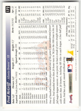 Fred McGriff #172 Score Baseball Non-Foil English