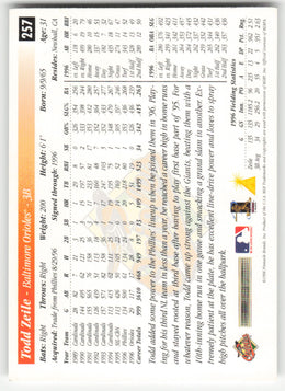 Todd Zeile #257 Score Baseball Non-Foil English