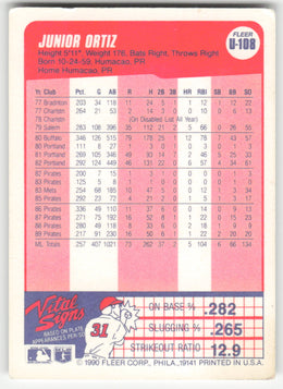 Junior Ortiz #U-108 Fleer Update Baseball Non-Foil English