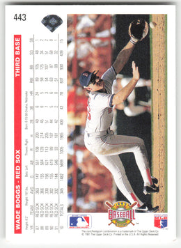 Wade Boggs #443 Upper Deck Baseball Non-Foil English