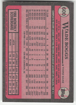 Wade Boggs #600 Topps Baseball Non-Foil English