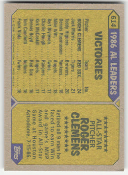 Roger Clemens #614 Topps Baseball Non-Foil English