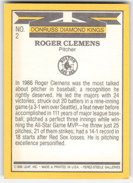 Roger Clemens #2 Donruss Baseball Non-Foil English