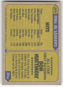Don Mattingly #606/792 Topps Baseball Non-Foil English