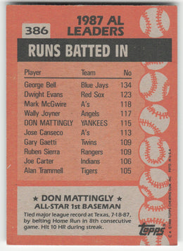 Don Mattingly #386 Topps Baseball Non-Foil English