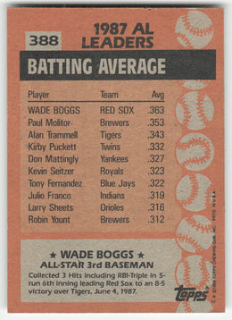 Wade Boggs #388/792 Topps Baseball Non-Foil English