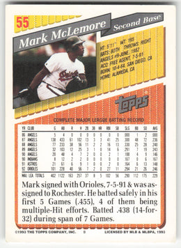 Mark McLemore #55 Topps Baseball Non-Foil English