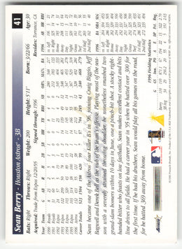 Sean Berry #41 Score Baseball Non-Foil English