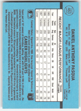 Dan Pasqua #463 Donruss Baseball Non-Foil English