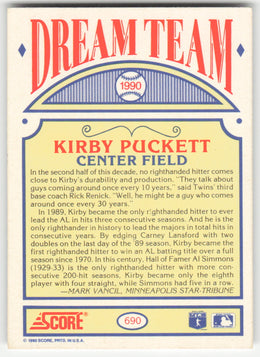 Kirby Puckett #690 Score Baseball Non-Foil English