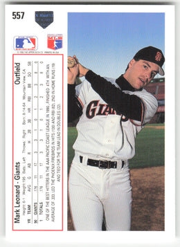 Mark Leonard #557/800 Upper Deck Baseball Non-Foil English