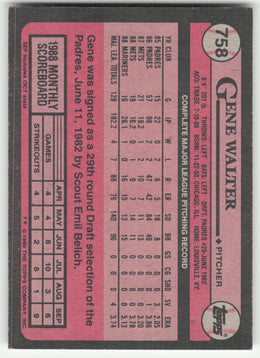 Gene Walter #758/792 Topps Baseball Non-Foil English