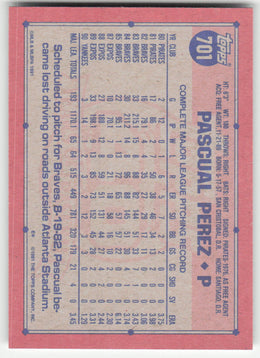 Pascual Perez #701/792 Topps Baseball Non-Foil English