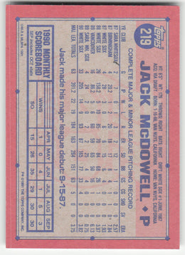 Jack McDowell #219/792 Topps Baseball Non-Foil English