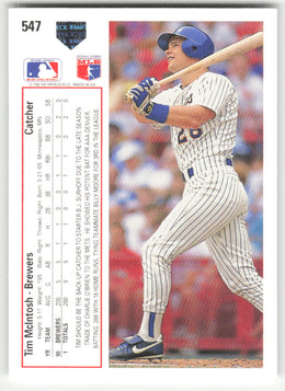 Tim McIntosh #547/800 Upper Deck Baseball Non-Foil English