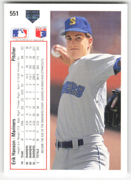 Erik Hanson #551/800 Upper Deck Baseball Non-Foil English