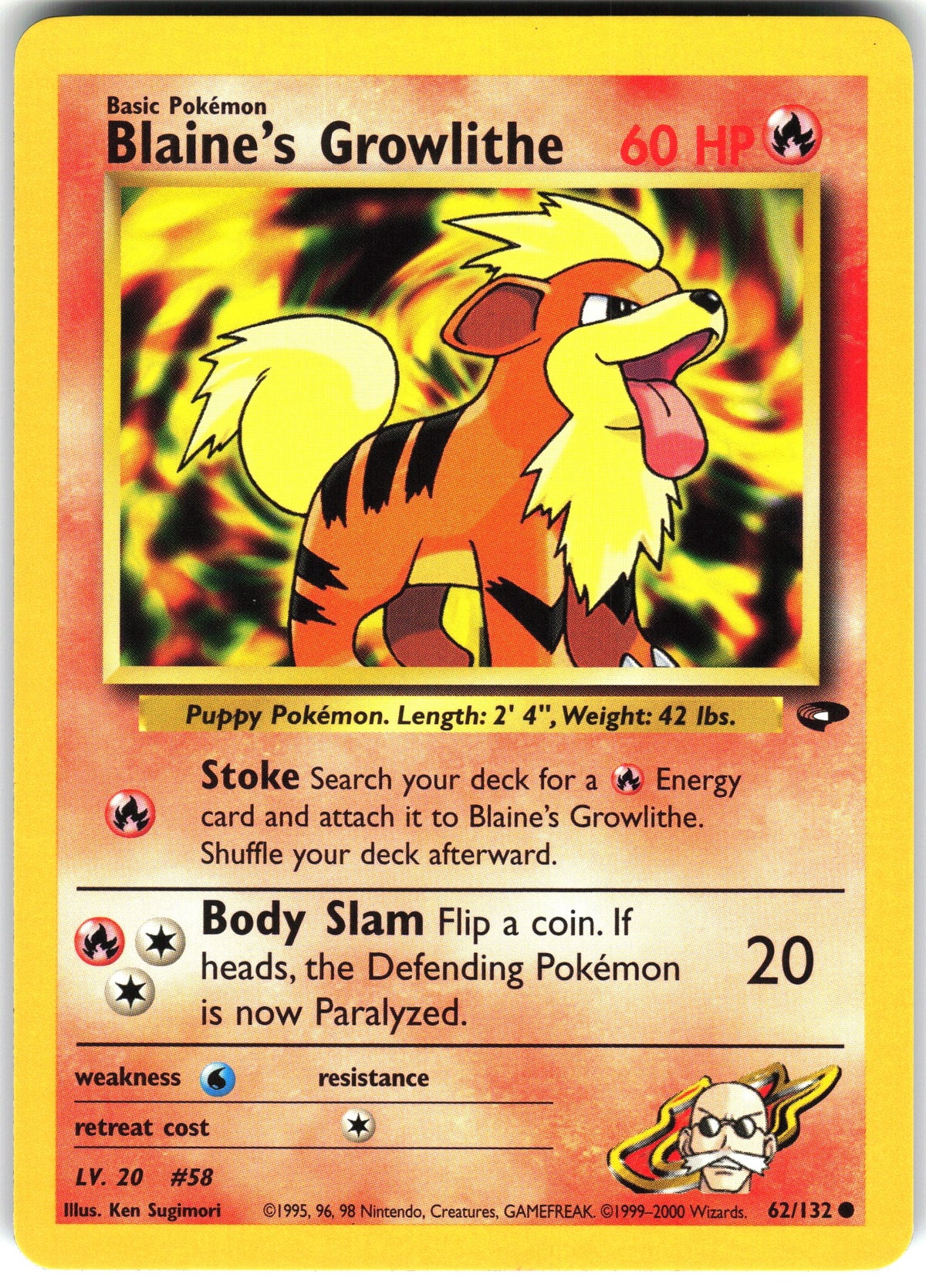 Blaine's Growlithe #62 NM