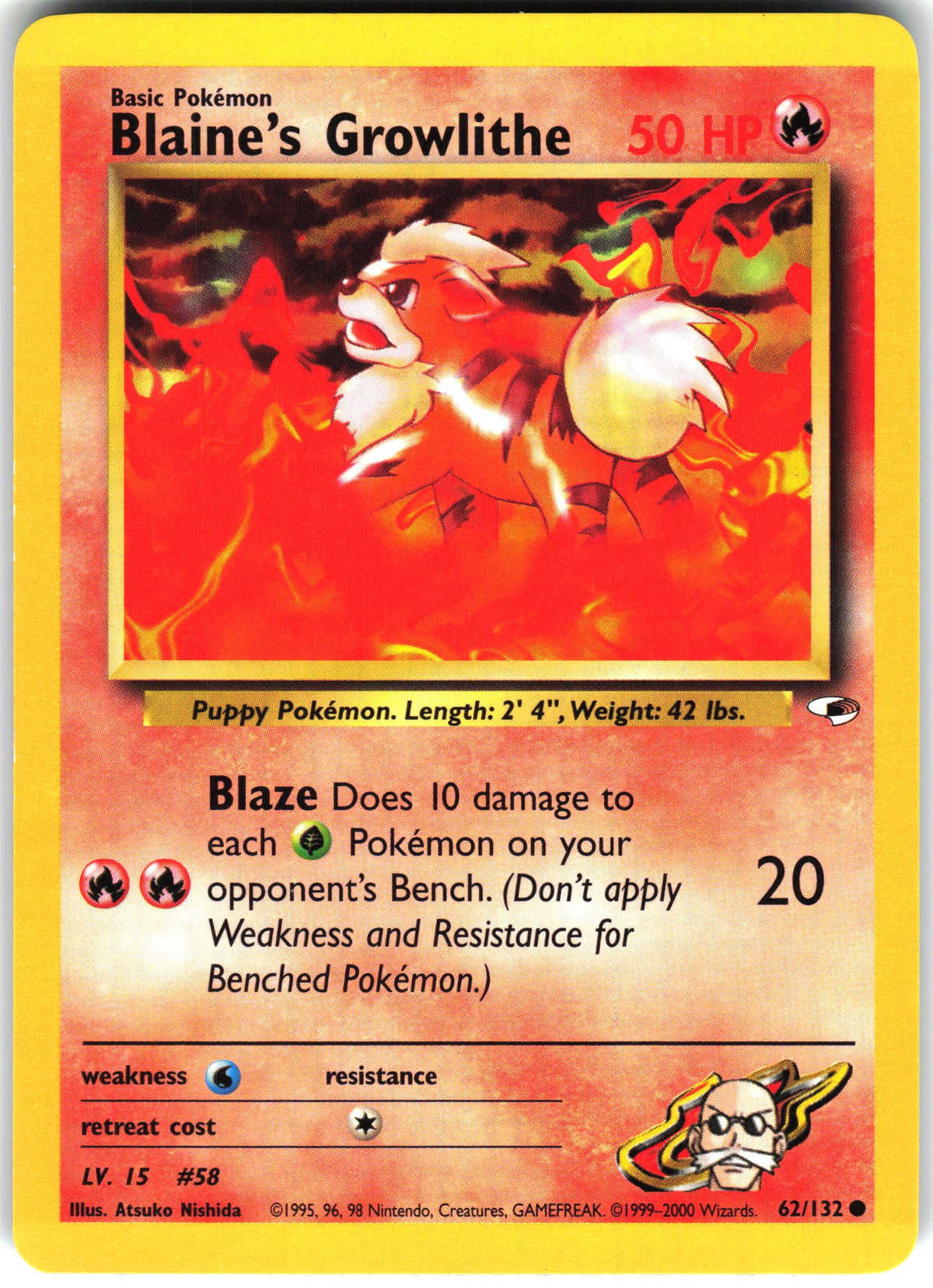 Blaine's Growlithe #62 NM