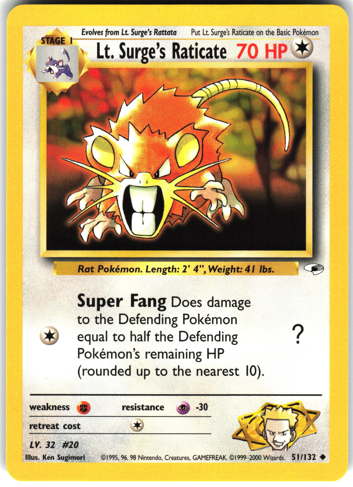 Lt. Surge's Raticate #51 NM