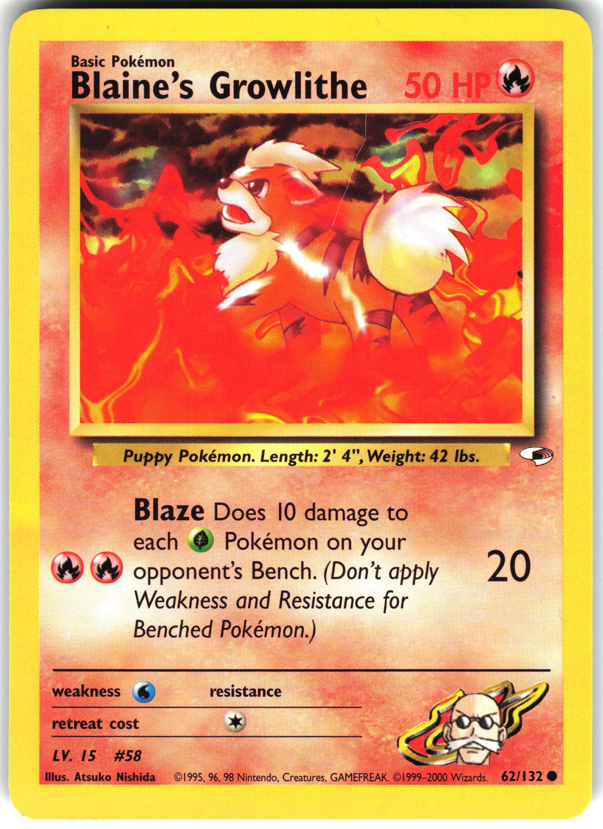 Blaine's Growlithe #62 NM