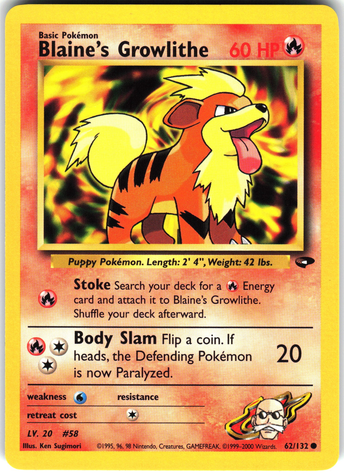 Blaine's Growlithe #62 NM