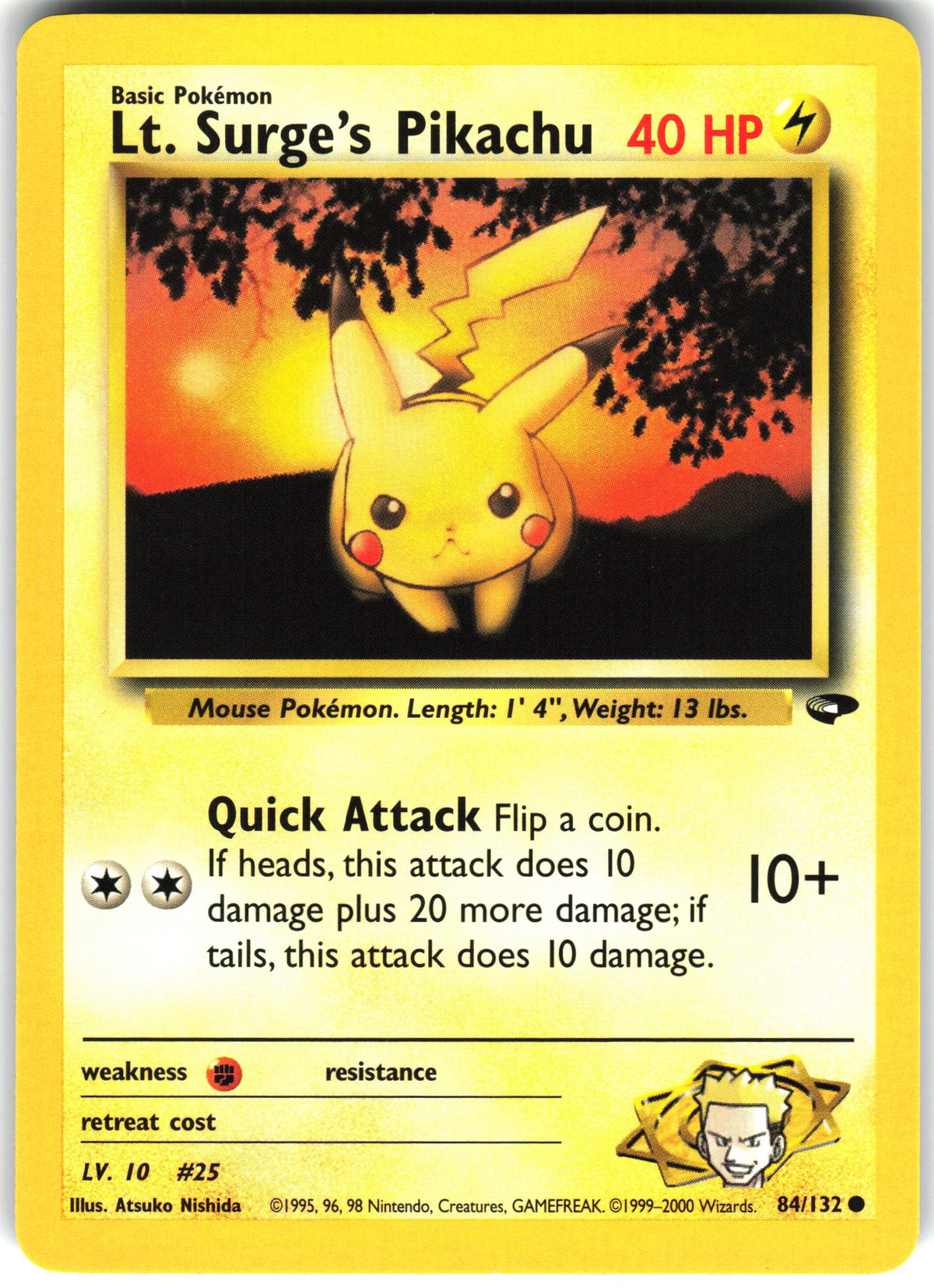 Lt. Surge's Pikachu #84 NM