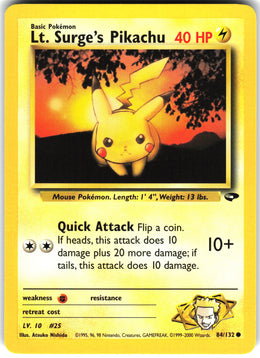 Lt. Surge's Pikachu #84 NM