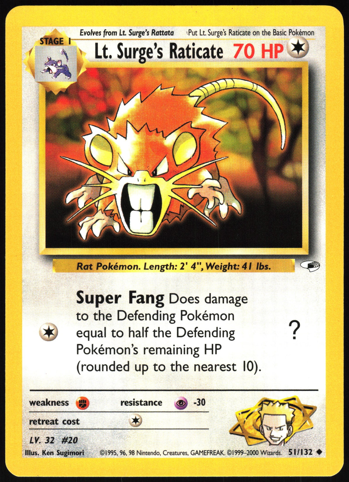 Lt. Surge's Raticate #51 NM