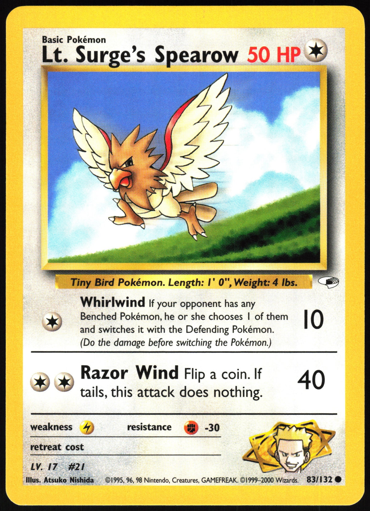 Lt. Surge's Spearow #83 NM