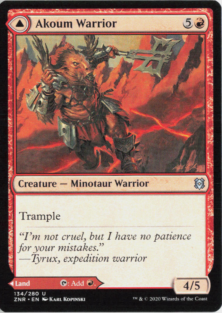 Akoum Warrior // Akoum Teeth - Zendikar Rising #134 - Near Mint - Normal