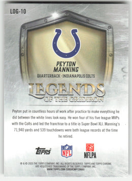 Peyton Manning [Yellow Refractor] #LOG-10 Non-Foil