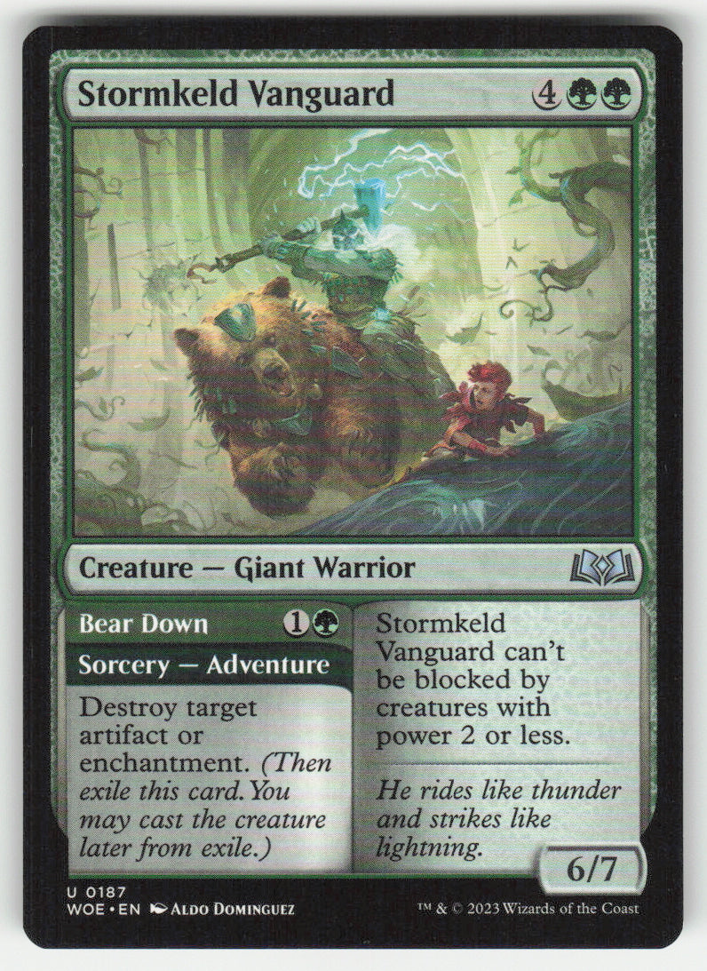 Stormkeld Vanguard // Bear Down #187 Wilds of Eldraine MTG Non-Foil English