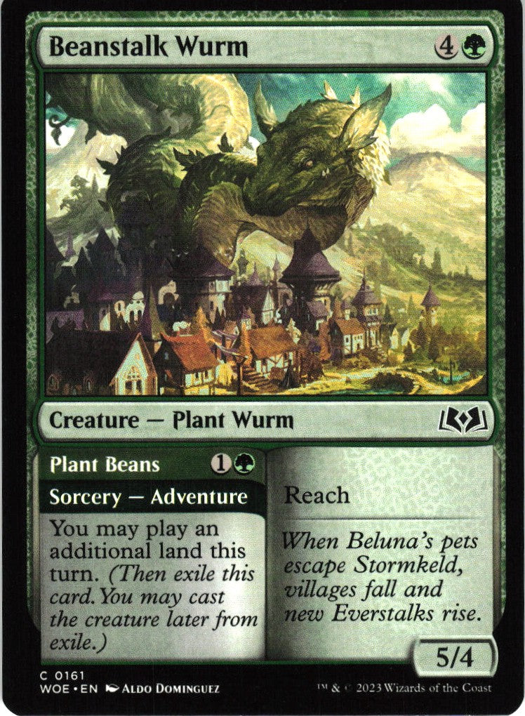 Beanstalk Wurm // Plant Beans #161 Wilds of Eldraine MTG Non-Foil English