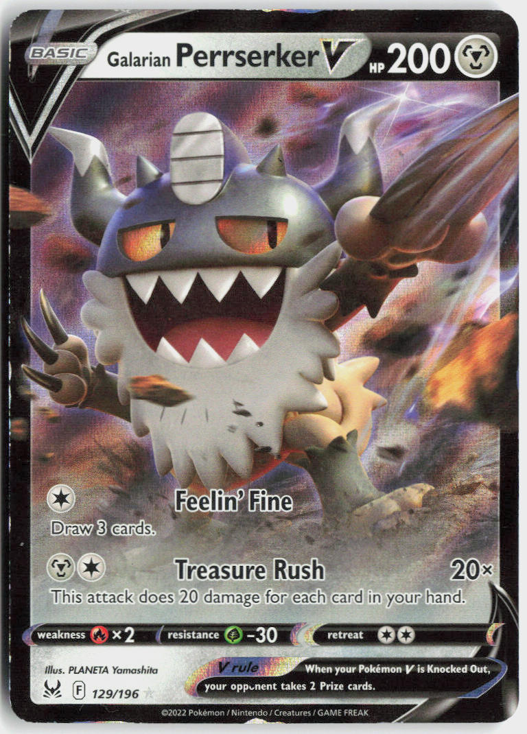 Galarian Perrserker V - Lost Origin #129/196 - Near Mint - Holofoil