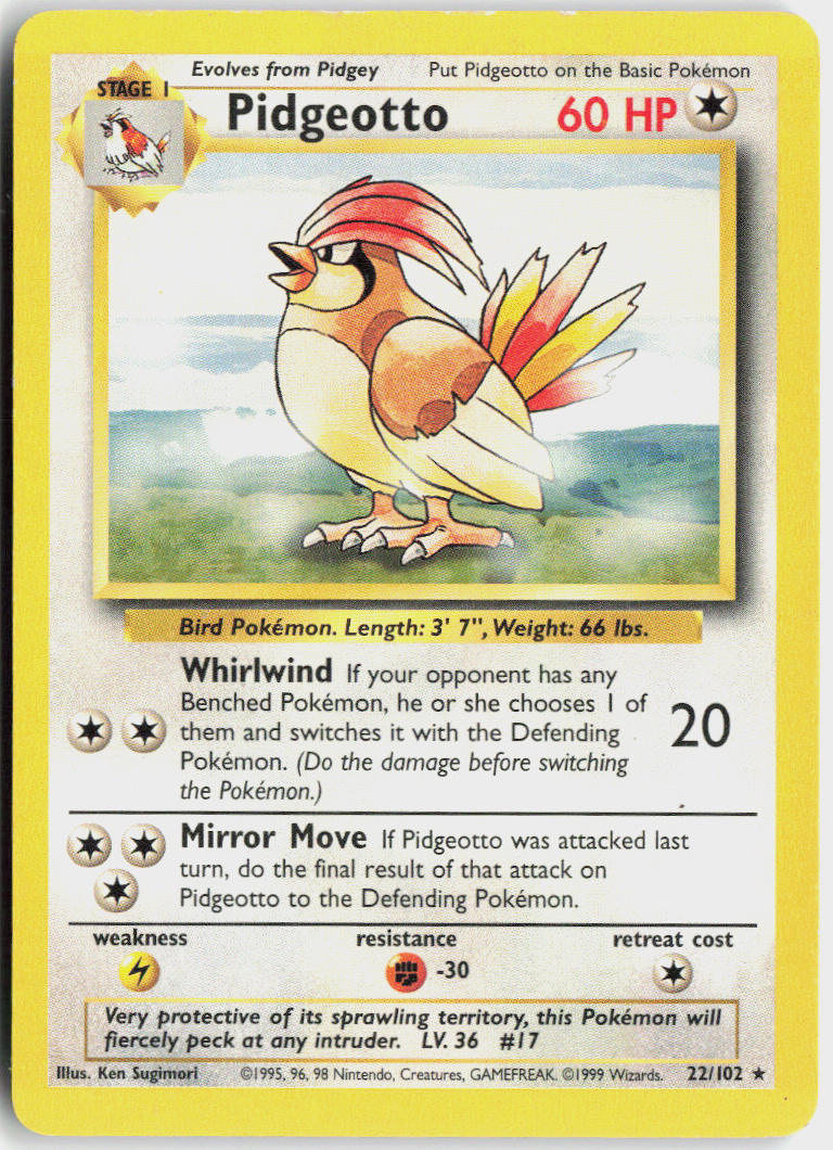 Pidgeotto - Base Set #22/102 - Lightly Played - Normal