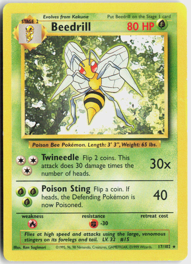 Beedrill - Base Set #17/102 - Lightly Played - Normal