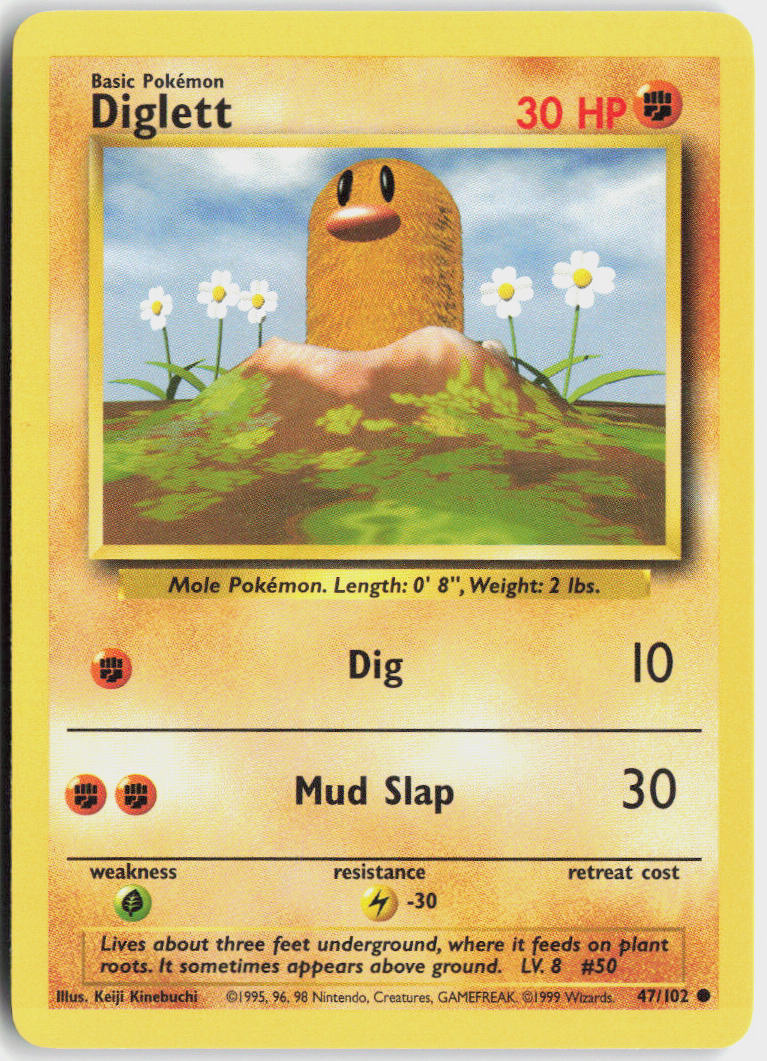 Diglett - Base Set #47/102 - Lightly Played - Normal