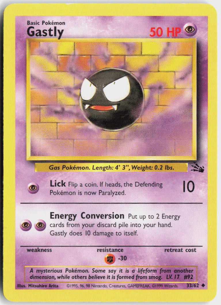 Gastly - Fossil #33/62 - Lightly Played - Normal